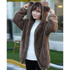 Brown Bear Full Zip Fleece Hoodie – One Size